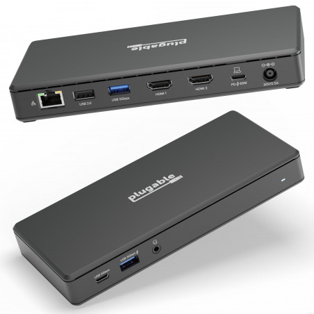 PLUGABLE UD-MSTH2 Dual HDMI 4K 65W USB-C Docking Station