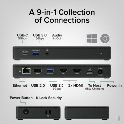 PLUGABLE UD-MSTH2 Dual HDMI 4K 65W USB-C Docking Station