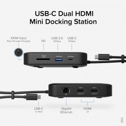 PLUGABLE USBC-6950PDZ Dual HDMI 100W USB-C PD Docking Station