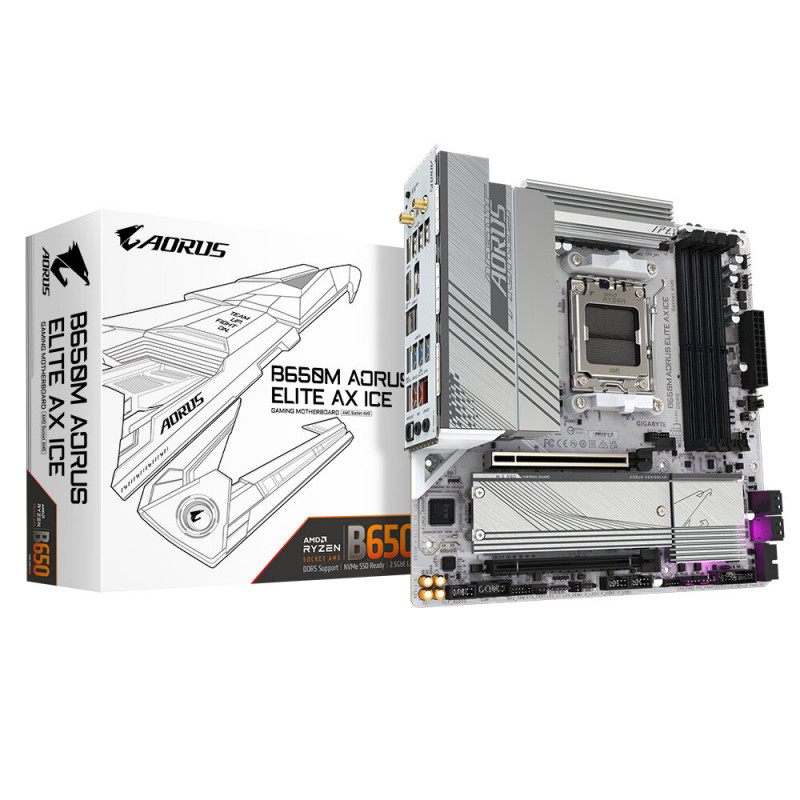 GIGABYTE B650M AORUS ELITE AX ICE Micro-ATX Motherboard