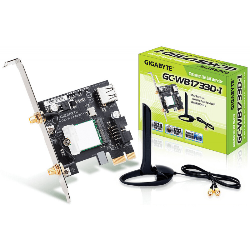 GIGABYTE GC-WB1733D-I Wireless AC1750 Dual Band PCI-Express WiFi Adapter with Bluetooth 5.0