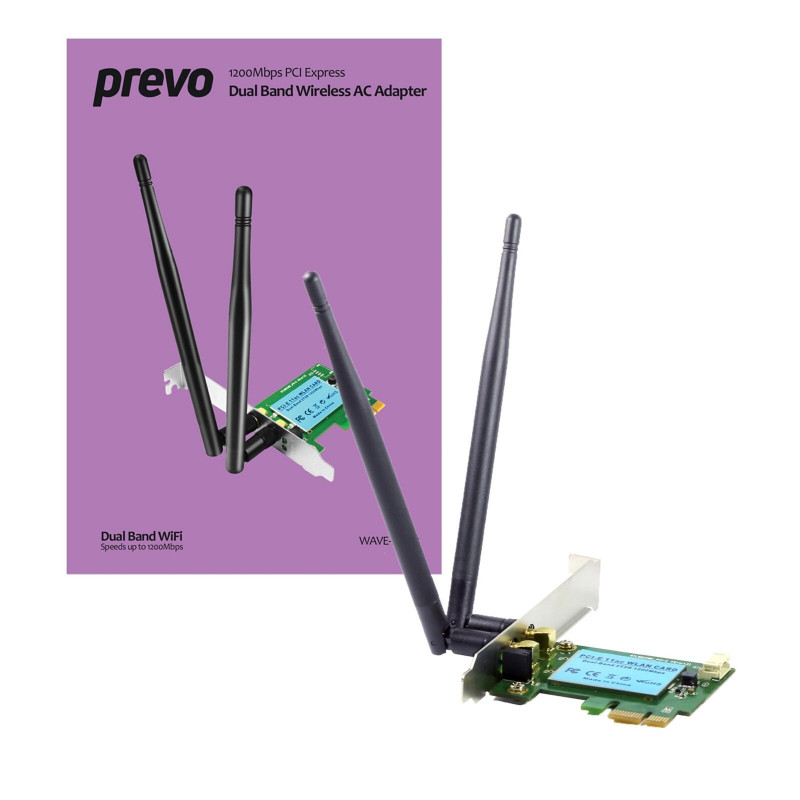 PREVO PCW5 1200Mbps Dual-Band Wireless AC PCI-Express Adapter