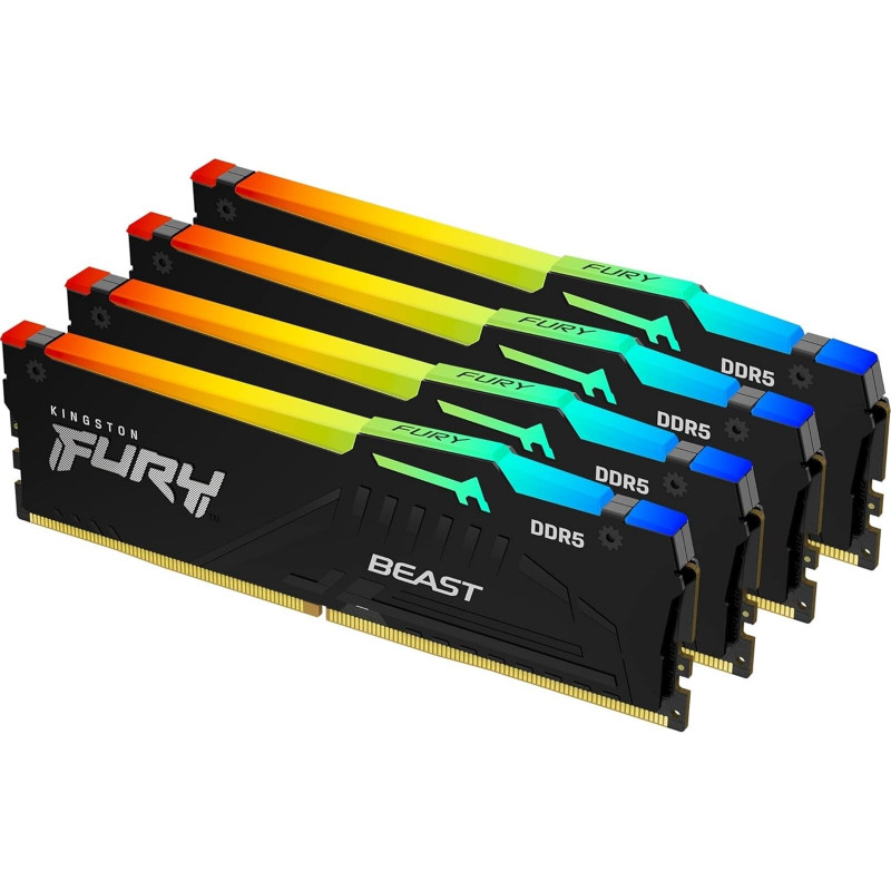 Kingston Fury Beast KF556C40BBAK4 128GB (32GBx4) DDR5 5600MHz CL40 DIMM RGB System Memory