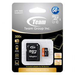 TEAM TUSDX64GCL10U03 64GB Micro SDXC UHS-I Class 10 Memory Card