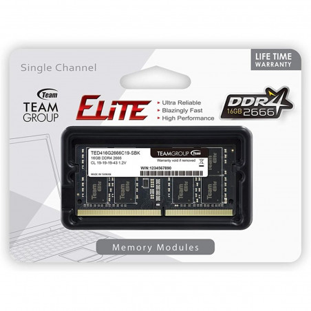 TEAM TED416G2666C19-S01 16GB DDR4 2666MHz SODIMM RAM