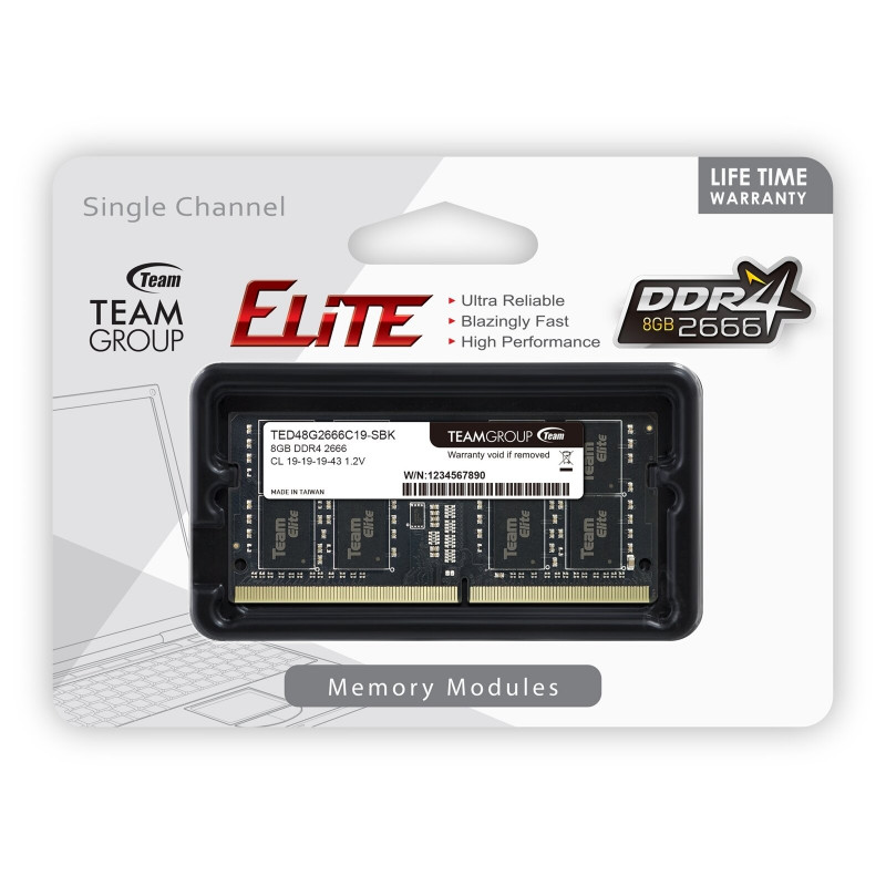 TEAM TED48G2666C19-S01 8GB DDR4 2666MHz SODIMM RAM