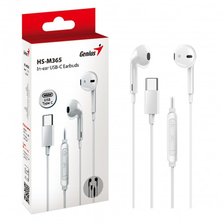GENIUS HS-M365W USB-C Wired Earbuds with Microphone