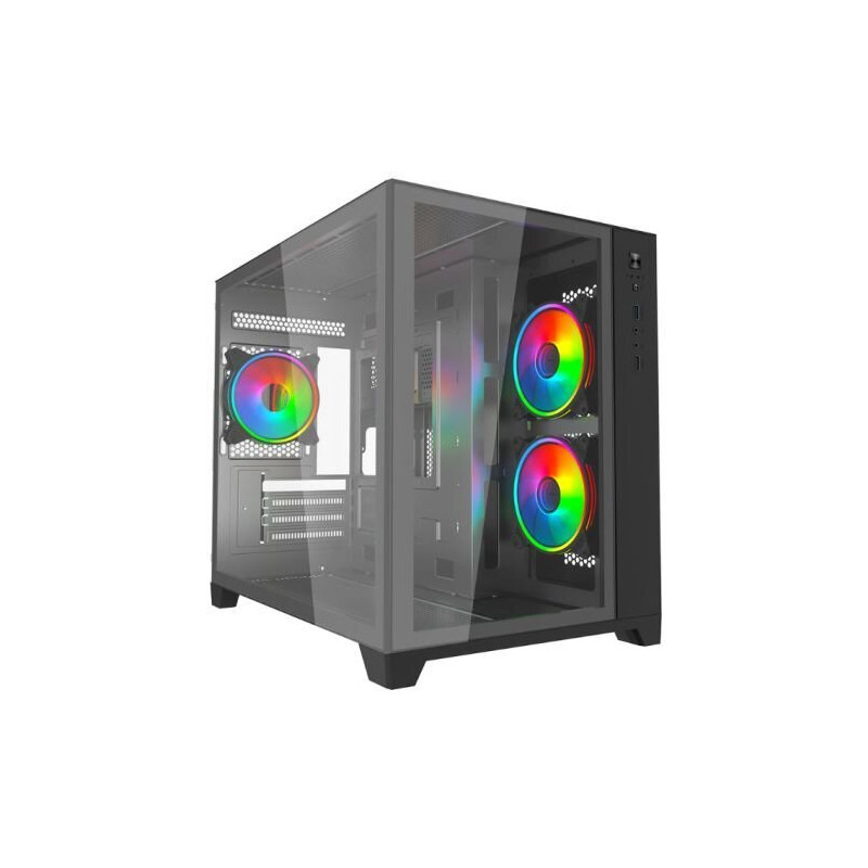 VIDA AKIRA V2 Black Micro-ATX PC Case with Tempered Glass