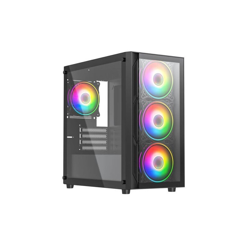 VIDA LUCID Black Micro-ATX PC Case with Glass Side Panel