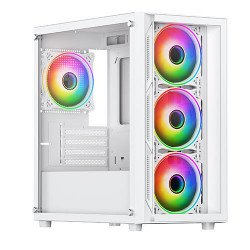 VIDA LUCID White Micro-ATX PC Case with Glass Side Panel