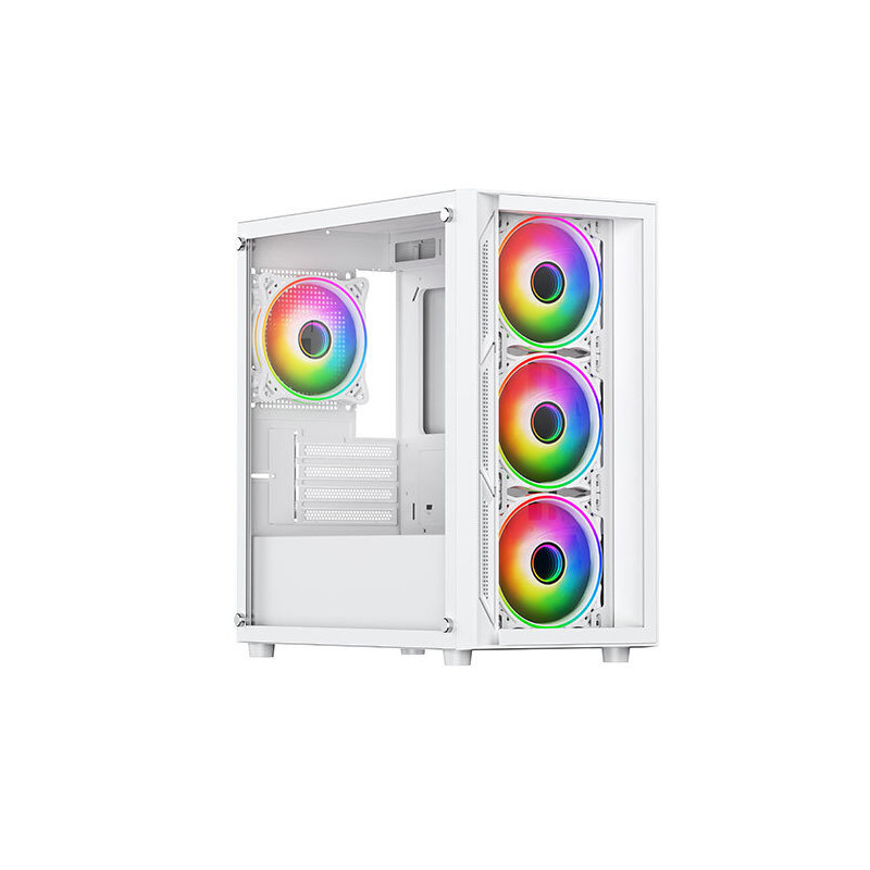 VIDA LUCID White Micro-ATX PC Case with Glass Side Panel