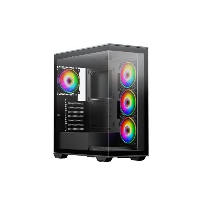 VIDA SOLUS Black ATX Gaming PC Case with Tempered Glass