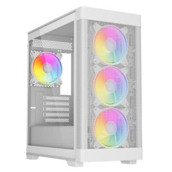 VIDA Zephyr V2 White Micro-ATX PC Case with 4x ARGB Fans