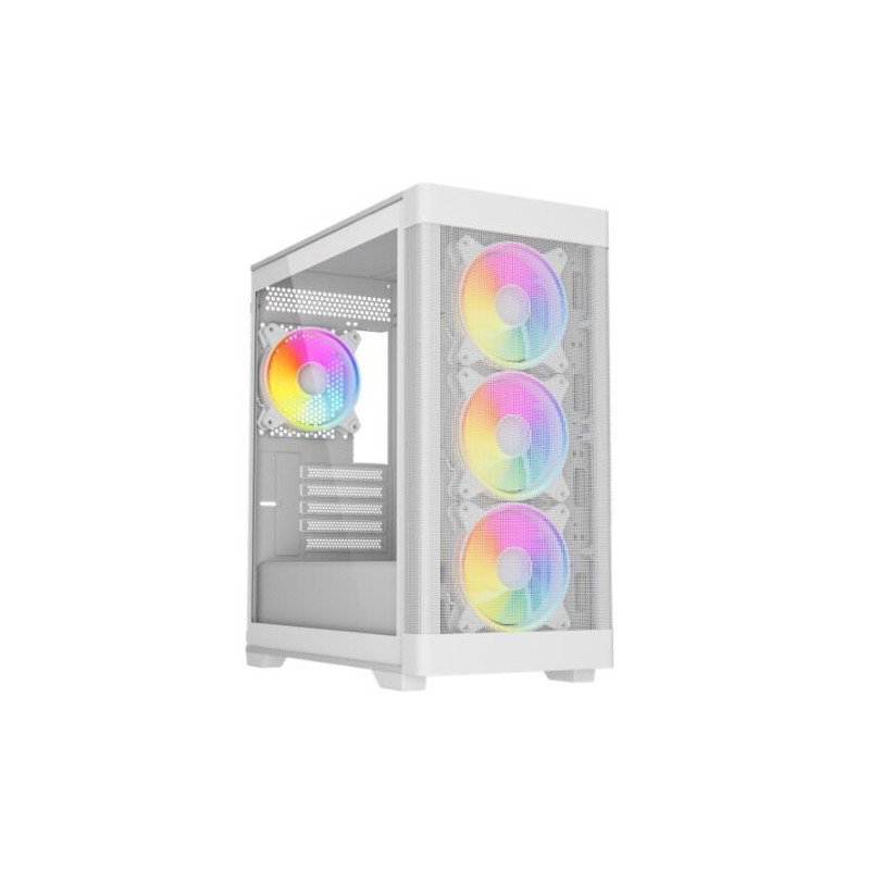 VIDA Zephyr V2 White Micro-ATX PC Case with 4x ARGB Fans