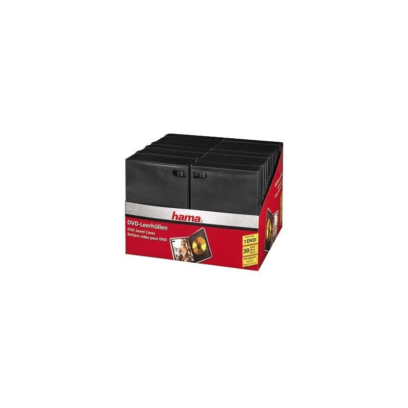 HAMA 00011495 30-Pack Black DVD/Blu-ray Jewel Cases