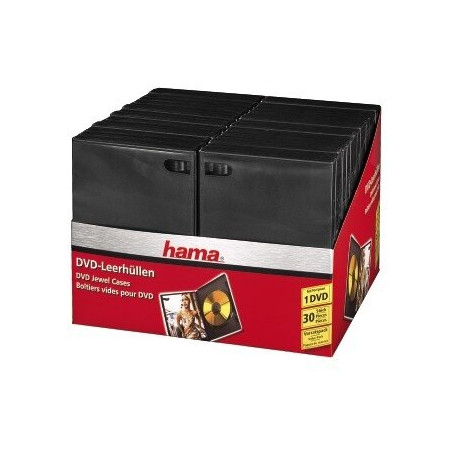 HAMA 00011495 30-Pack Black DVD/Blu-ray Jewel Cases