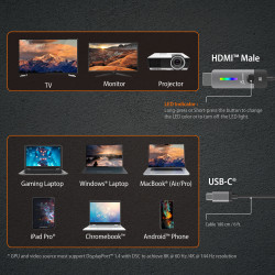 J5CREATE JCC157-N USB-C to HDMI 2.1 8K Cable