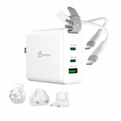 J5CREATE JUP3565CV-N 65W GAN USB-C 3-Port Travel Charger