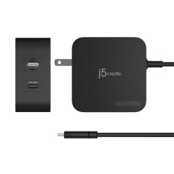 J5CREATE JUP25102V-N 102W GAN PD USB-C 2-Port Charger
