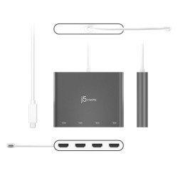 J5CREATE JCA366-N USB-C to 4-Port HDMI Adapter
