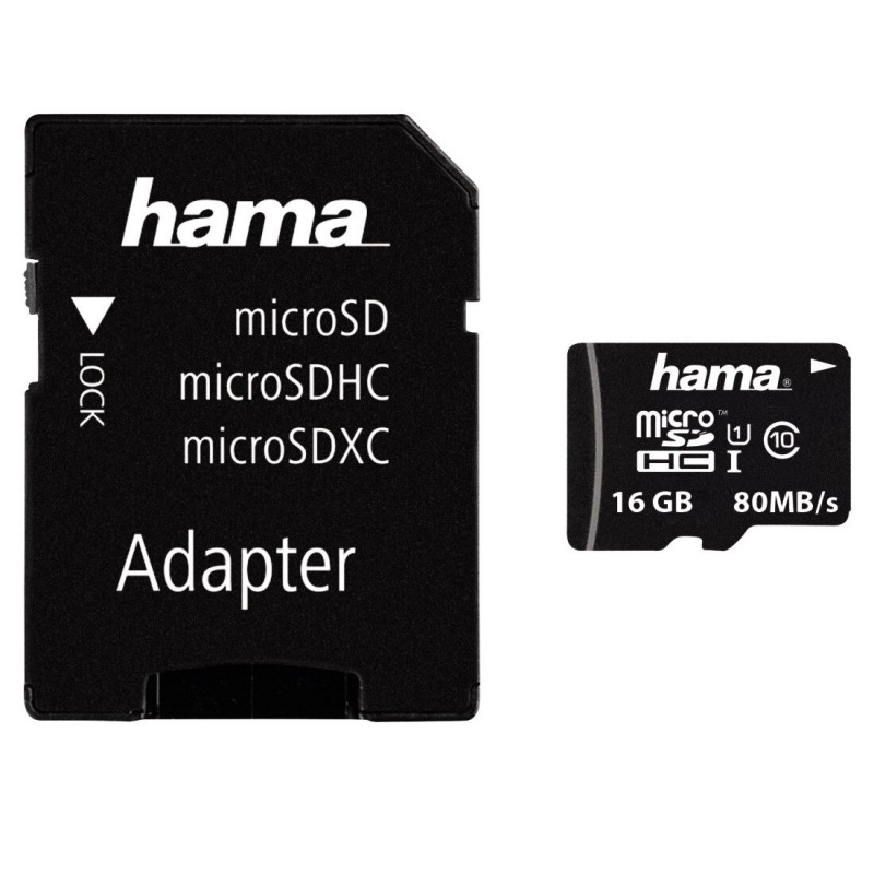 HAMA 00124150 16GB MicroSDHC Card with SD Adapter