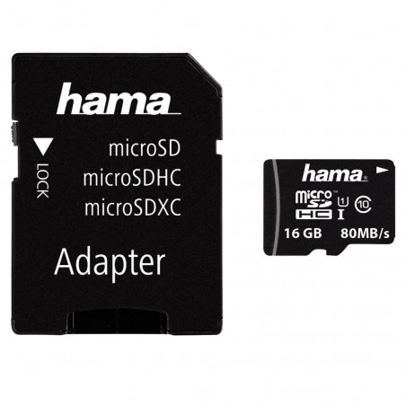 HAMA 00124150 16GB MicroSDHC Card with SD Adapter