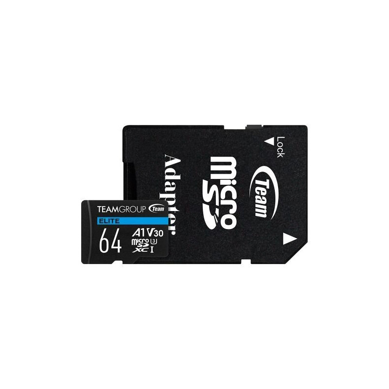 TEAM Elite 64GB microSDXC UHS-I U3 A1 Memory Card with Adapter