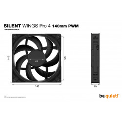 BEQUIET Silent Wings Pro 4 140mm PWM Fan