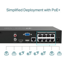 TP-LINK VIGI NVR1008H-8MP 8-Channel PoE+ NVR with 16MP Decoding